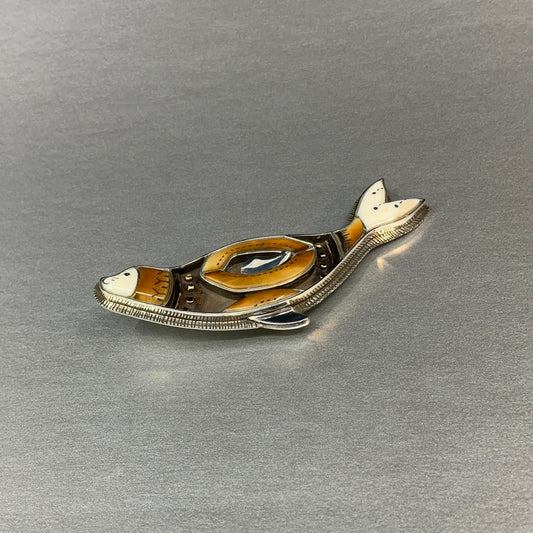 (F) Pin - Wallace, Dawn. "Seal", Mixed Ivory Inlays in Metal