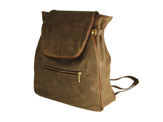 Backpack - Bronze Leather (Distressed) w/ Flap