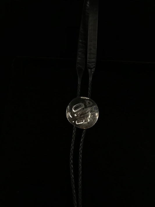 Bolo Tie- S. Sheakley; Silver, Various Design, Leather