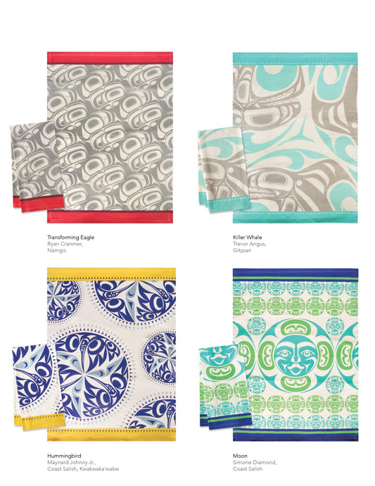 Tea Towel - Printed Cotton, Formline, Various Designs