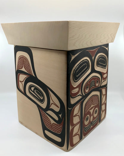 Bentwood Box- D. A. Boxley, Cedar, Carved/Painted, Various Designs, 10"