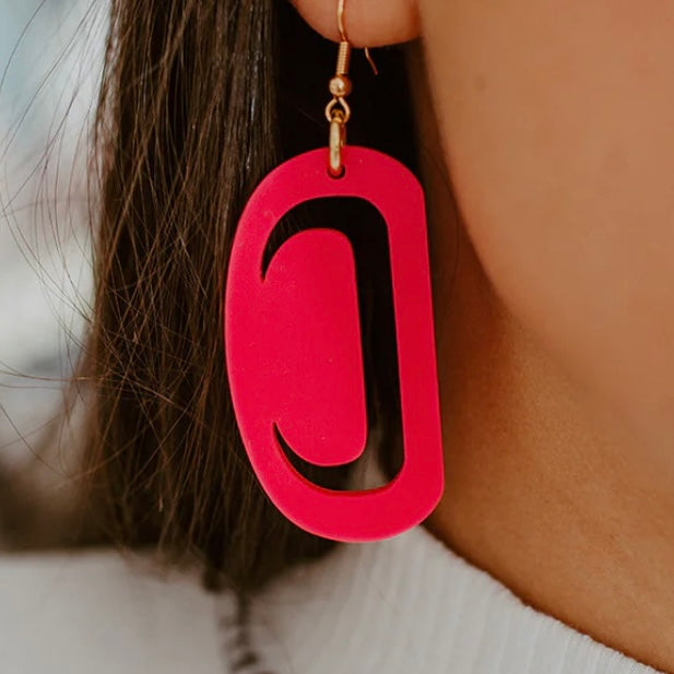 Copper Canoe Woman Earrings Small Ovoid Crescent