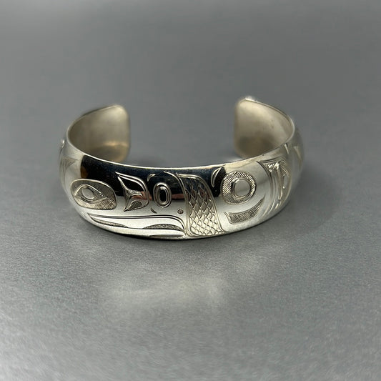 Bracelet - N.Galanin; Silver, "Eagle-Salmon", 3/4"