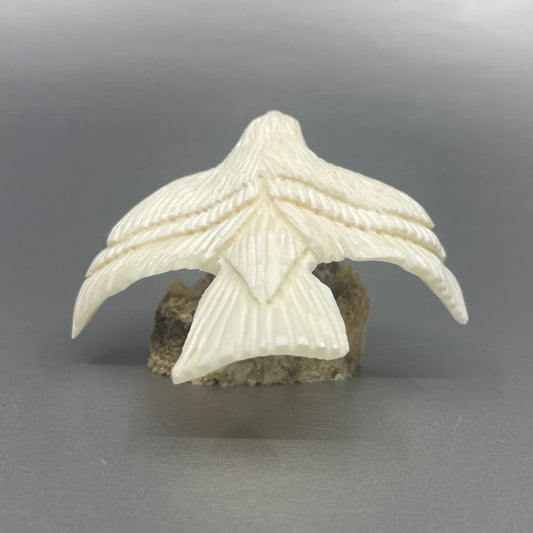 Ivory - Pungowiyi ; Small Ivory Eagle in Flight on base