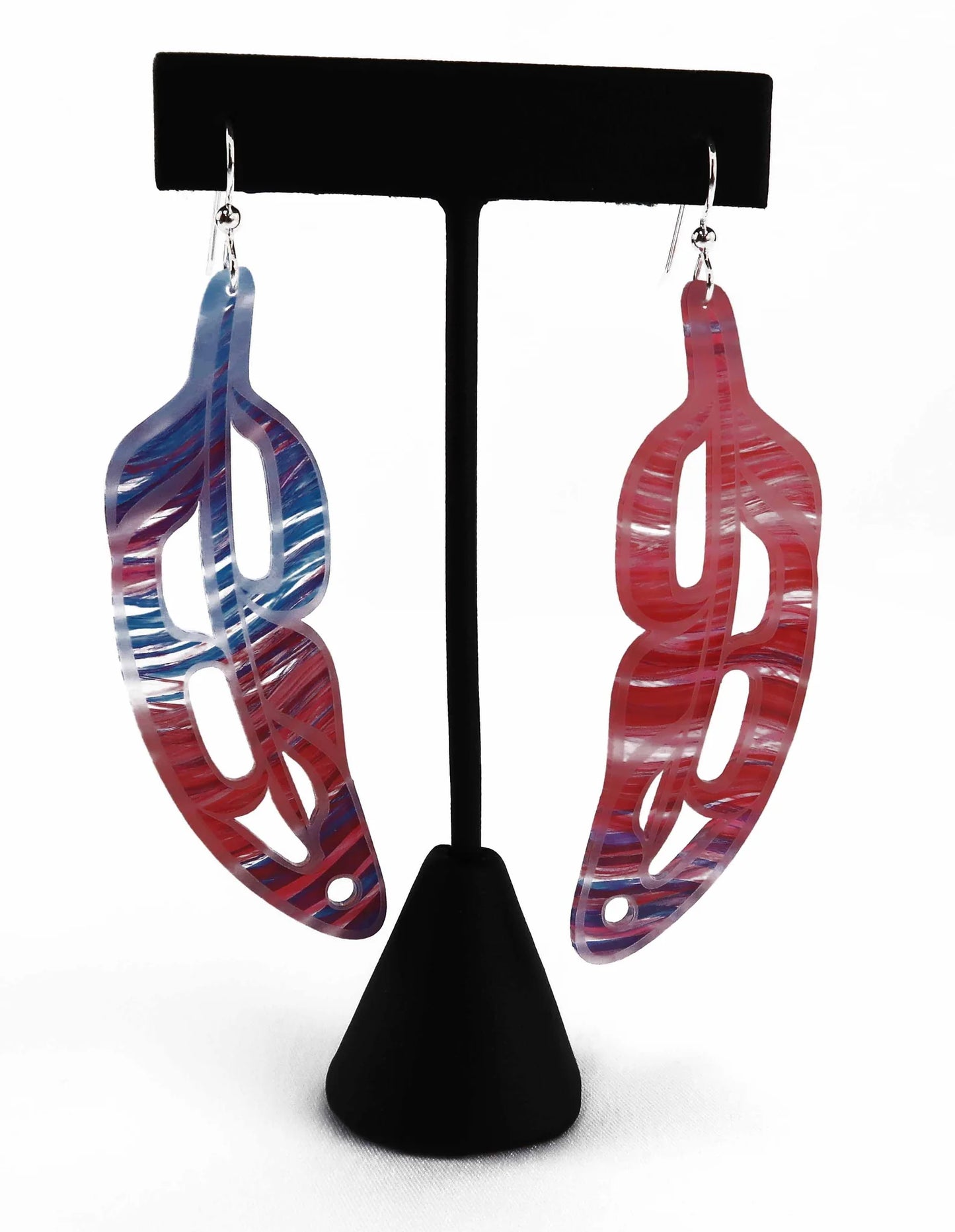 ER - Trickster; Feather Earrings (Hand Painted Art 1)