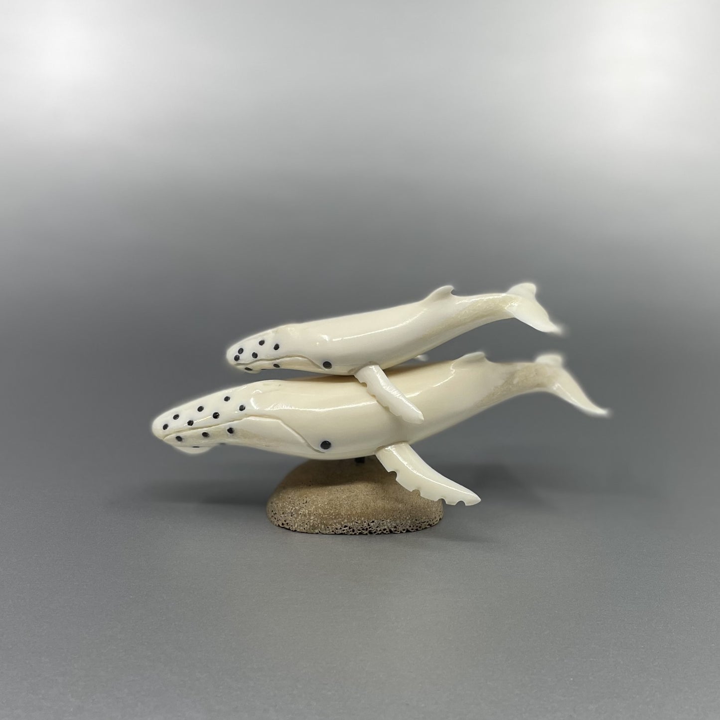 Ivory - Uknown; Mom and Calf Humpback Whale on Bone Base