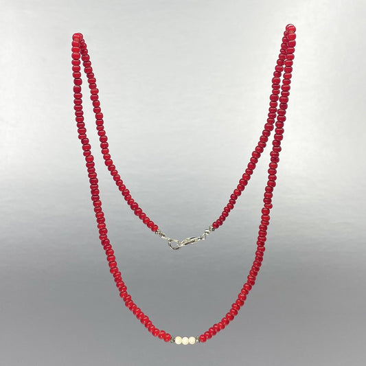 Necklace - J. Hopkins; White Heart, Fossilized Mammoth Bead, 24"