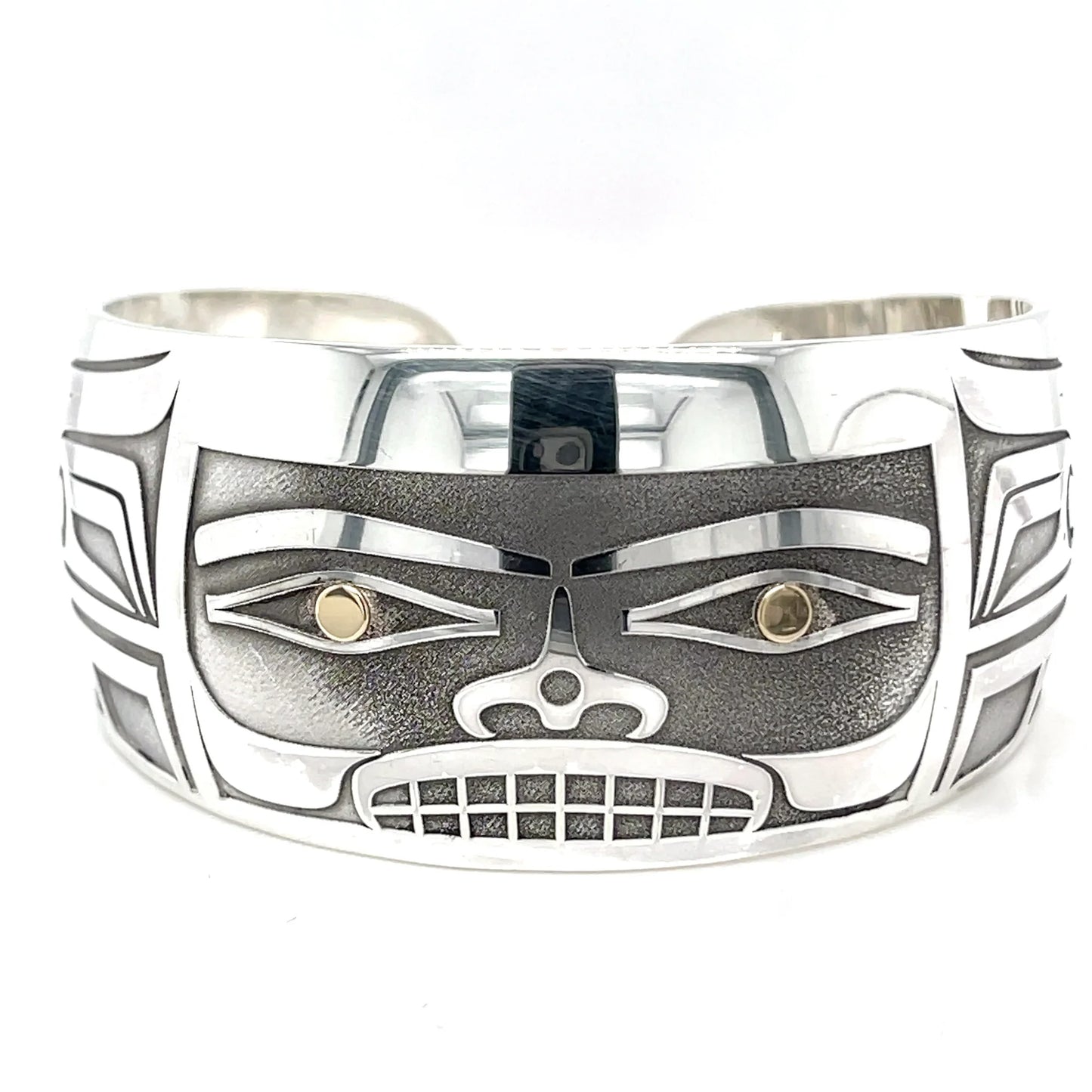 Bracelet - Pauls; Silver, Gold, Chilkat, 1.25"