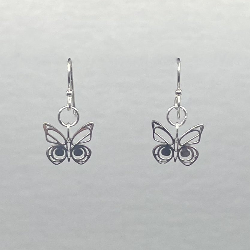 Asoyuf Mini Silver Butterfly Hook Earrings