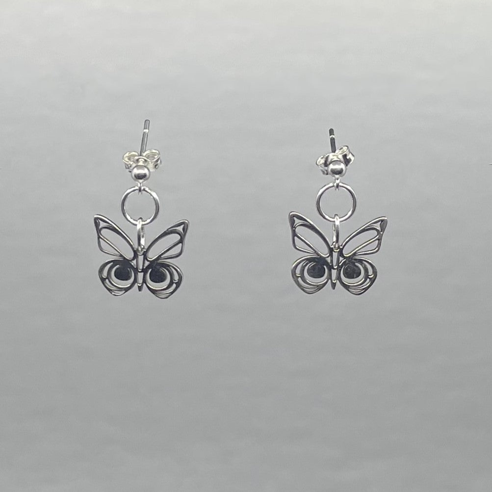 Asoyuf Mini Silver Butterfly Stud Earrings