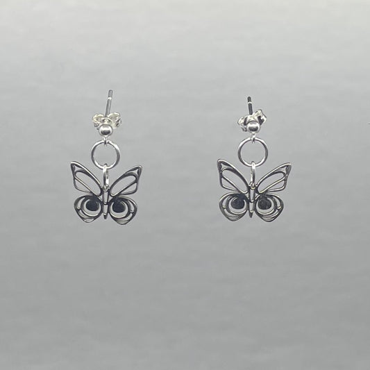 Asoyuf Mini Silver Butterfly Stud Earrings