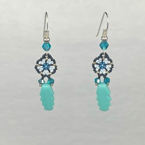 Pook Mini Beaded Flower with Dagger Drop Earrings