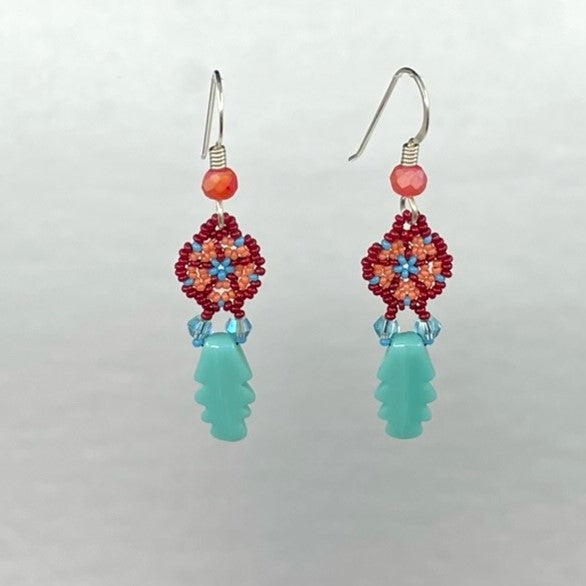 Pook Mini Beaded Flower with Dagger Drop Earrings