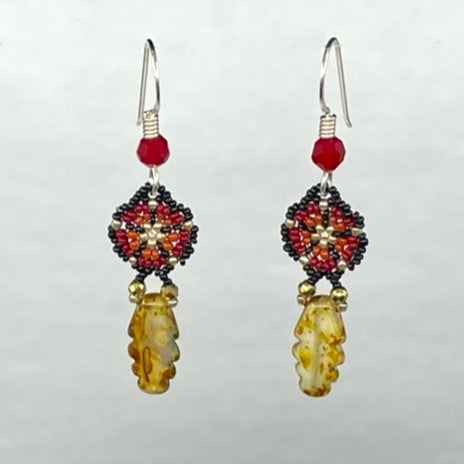 Pook Mini Beaded Flower with Dagger Drop Earrings