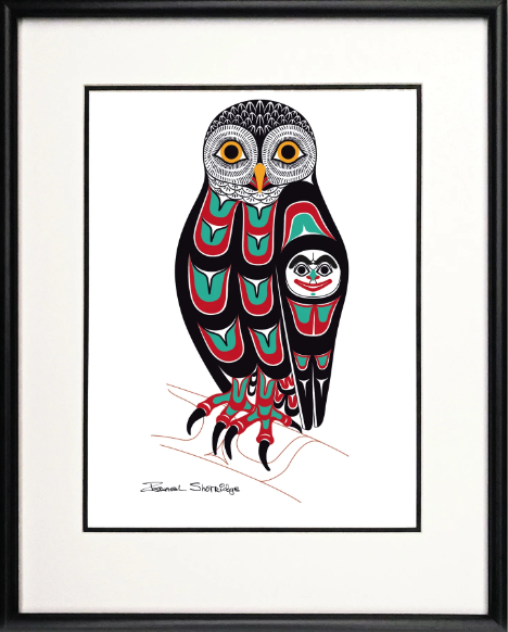 Art Print - Shotridge; "Owl", 16"x20" Framed, Double Matte