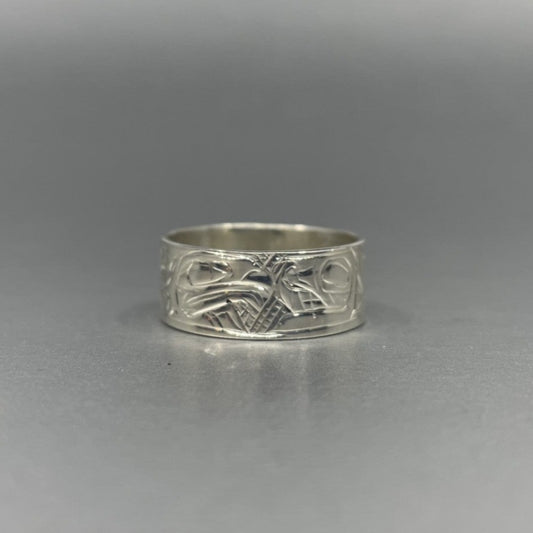 Ring - G. Chilton;Silver, Eagle Killer Whale, size 12.5