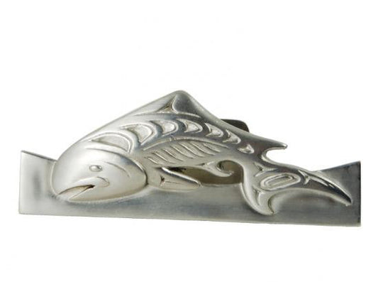 Business Card Holder - Pewter, Salmon