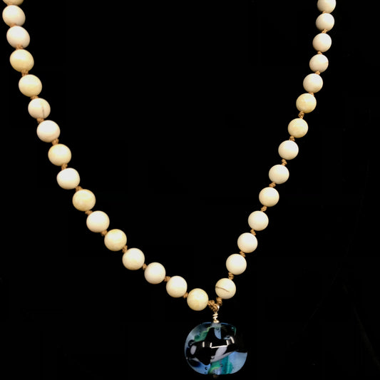 Necklace-Grant; Ivory, Glass Bead, Orca