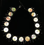 Necklace- J. Dangeli, Beaded & Abalone Buttons, Short Collar