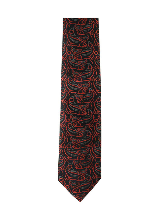 Tie - Silk, Salmon (Black/Red)
