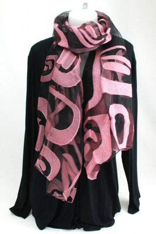 Shawl- C. Hunt, Whale Abstract Ovoid, Poly Viscose Burn Out