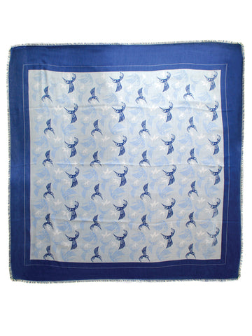 Shawl- B. Helin: Polyester, Hummingbird, Tribal Square, Blue
