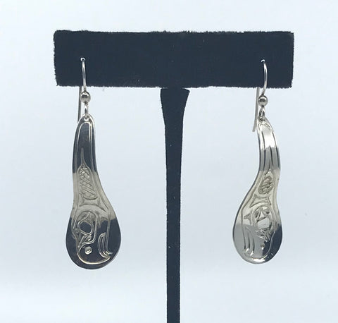 Earrings- F. Mooney: Silver Spoons w Formline, Eagle