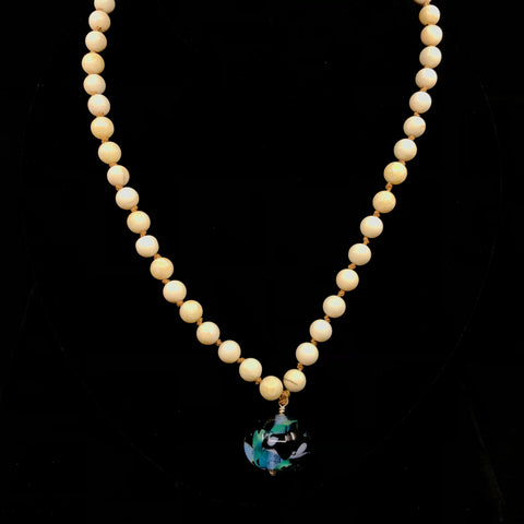 Necklace-Grant; Ivory, Glass Bead, Orca