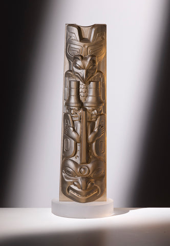 Glass Sculpture- P. Singletary( C), Crystal Killer Whale Totem, #10/12, 18"x6"x4"