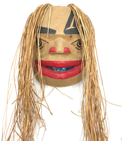 Mask- S. Sheakley: First Men, Feather/Hand, Abalone Inlay