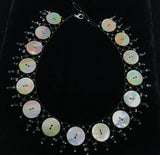 Necklace- J. Dangeli, Beaded & Abalone Buttons, Short Collar