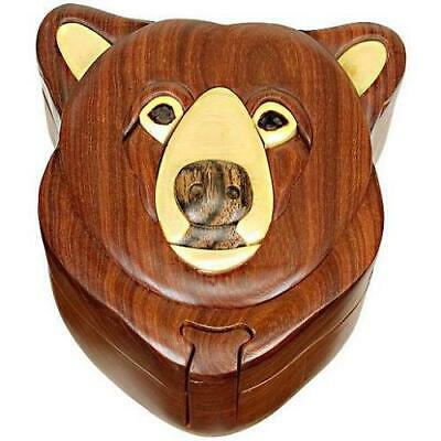 Puzzle Box- Wood, Bear Head