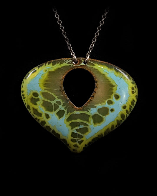 Pendant-J Gibbons, Teardrop or Heart w/ Cutout, XLG, Various Colors