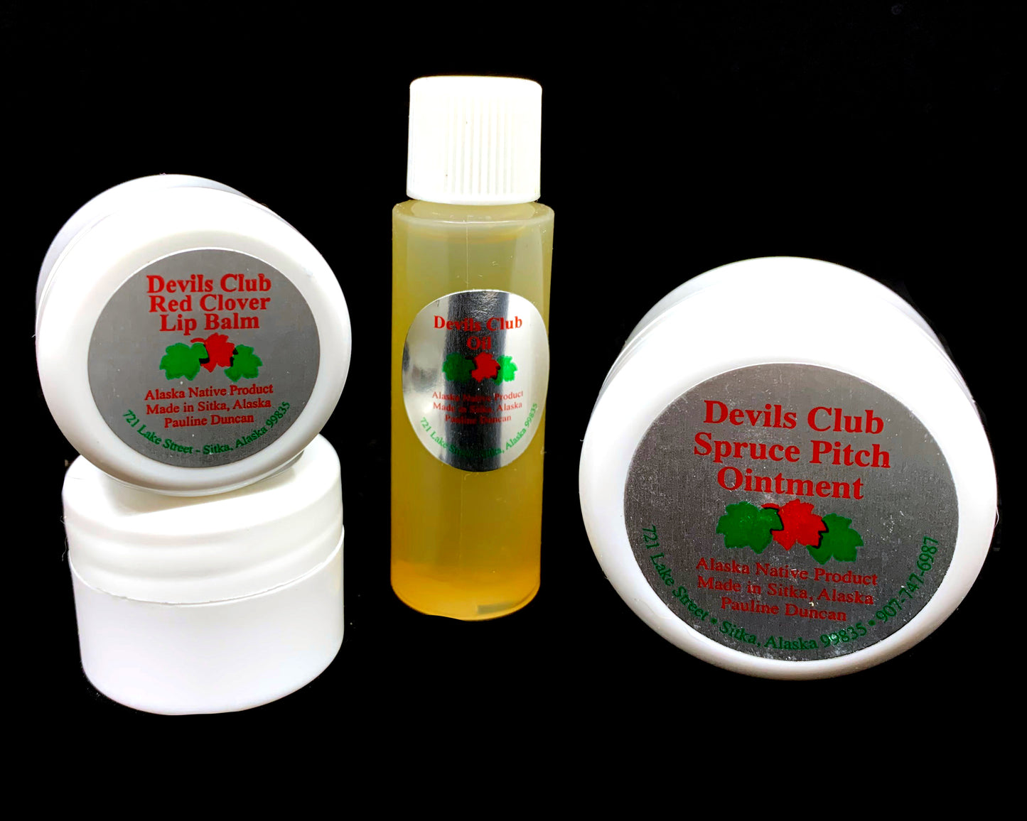 Devil's Club Gift Box- P. Duncan; .5oz Ointment, 2oz Oil, .25 Lip Balm