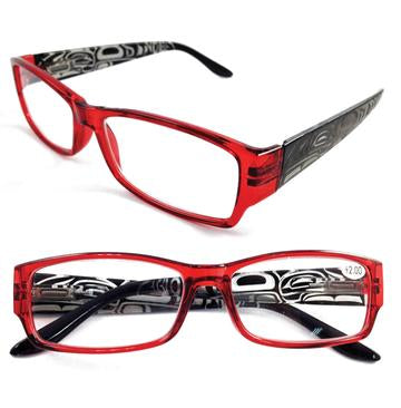 Reading Glasses - Raven, Red