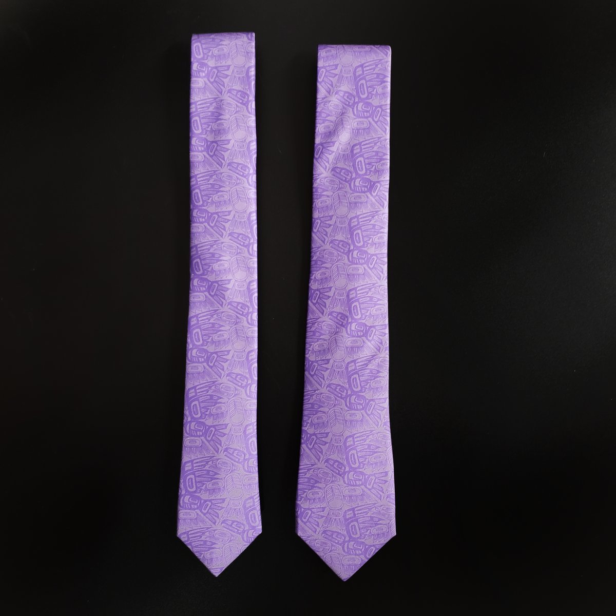 Tie - Trickster; Skinny, Twill, Eagle Raven Tessellation, Purple