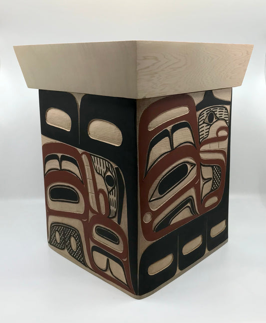 Bentwood Box- D. A. Boxley, Cedar, Carved/Painted, Various Designs, 10"